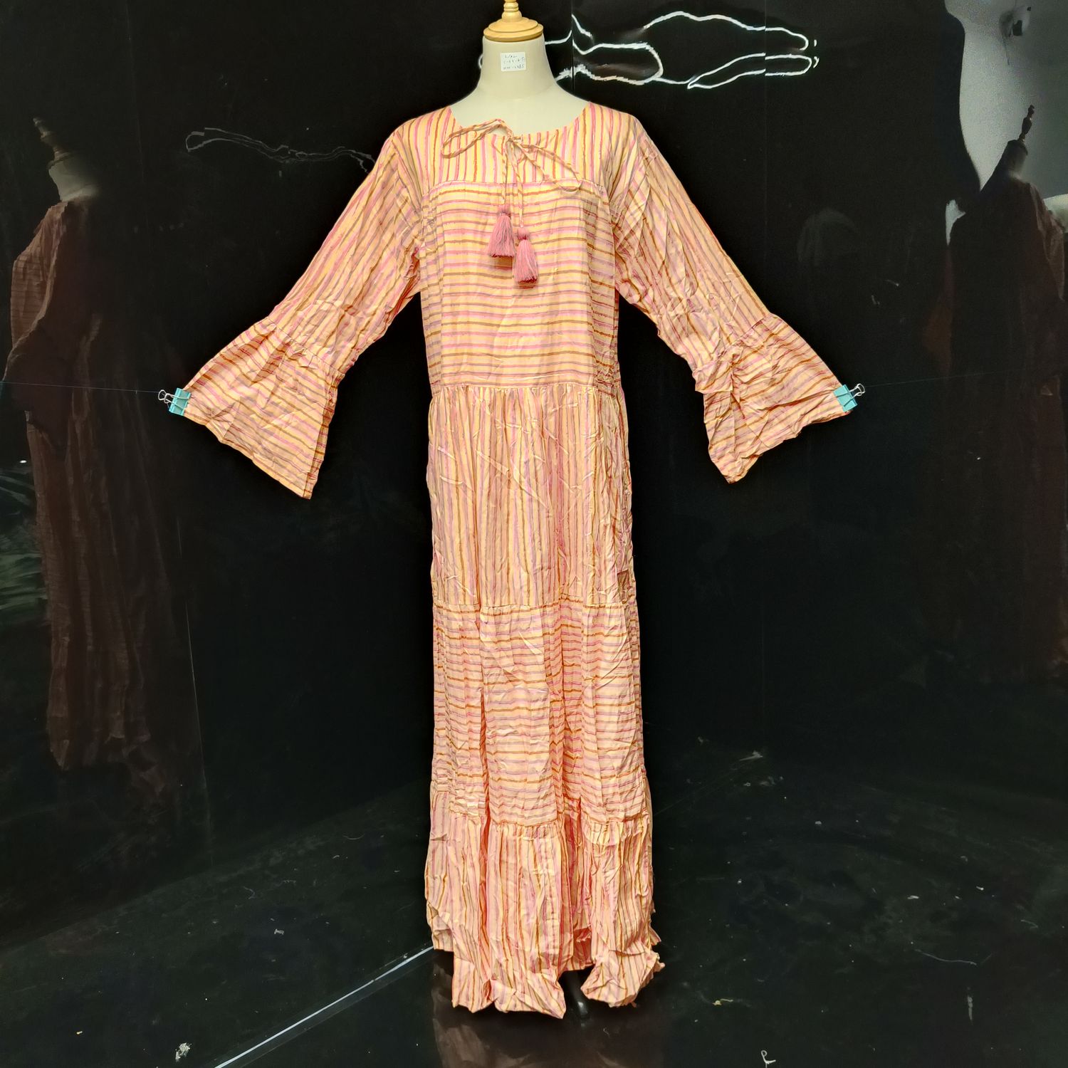 L/XL Abiya Printed Cotton Dress 57" Long Jalabiya