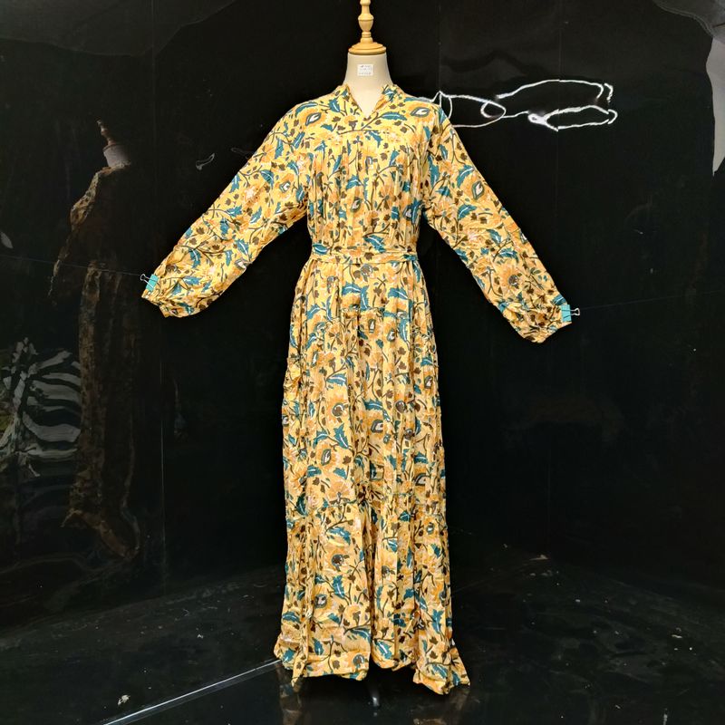 L-XL Ziya Printed Cotton Dress 57'' Long Jalabiya