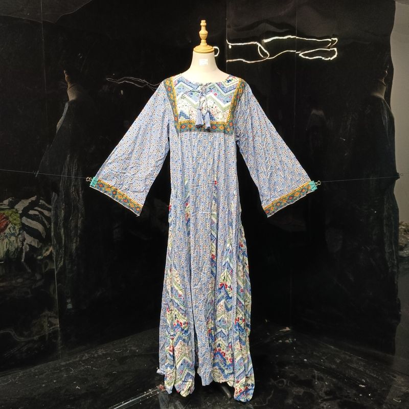 L/XL  Anaya Printed Cotton Dress 57"Long Jalabiya