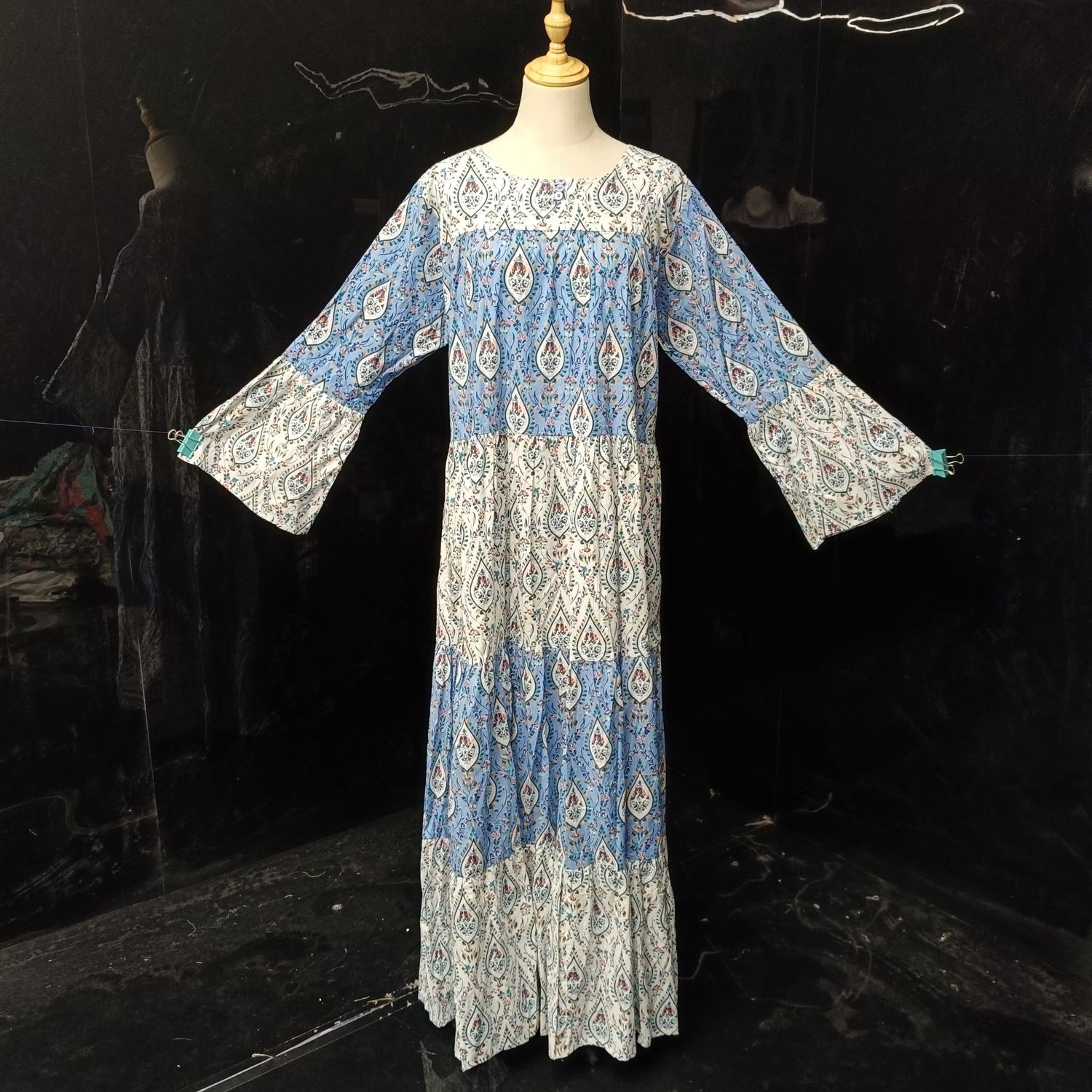L/XL Moon Printed Cotton Dress 57" Long Jalabiya