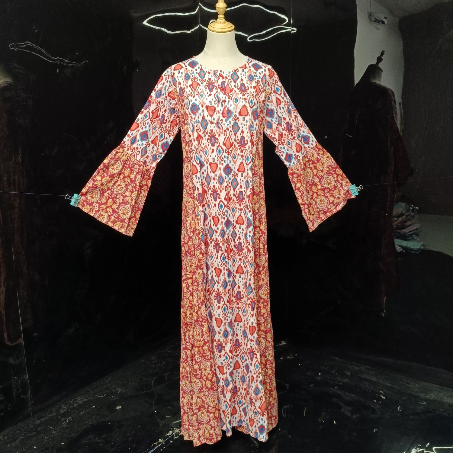 S/M Marry  Printed Cotton Dress 57" Long Jalabiya