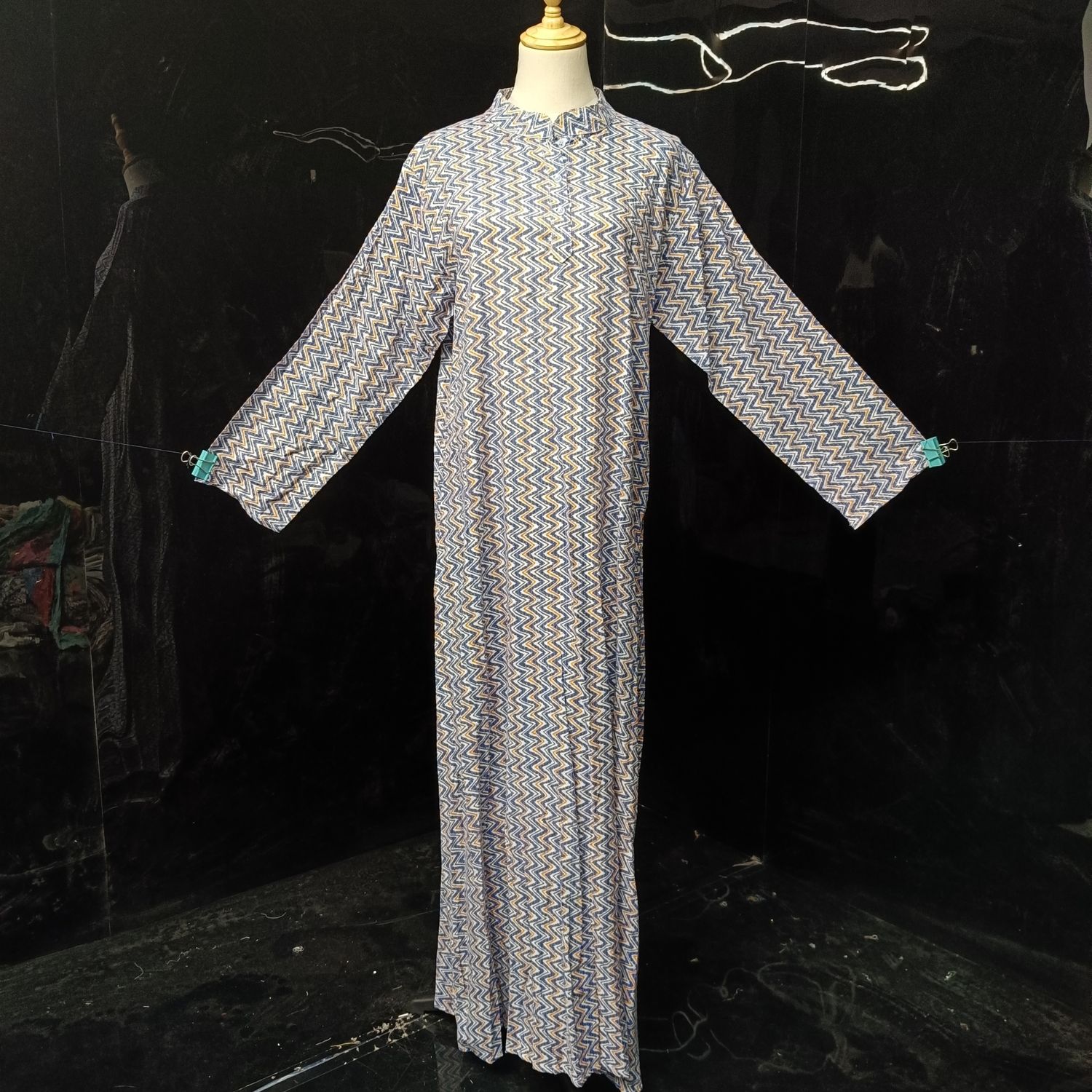 L/XL Special Multi Printed Cotton Dress 57" Long Jalabiya