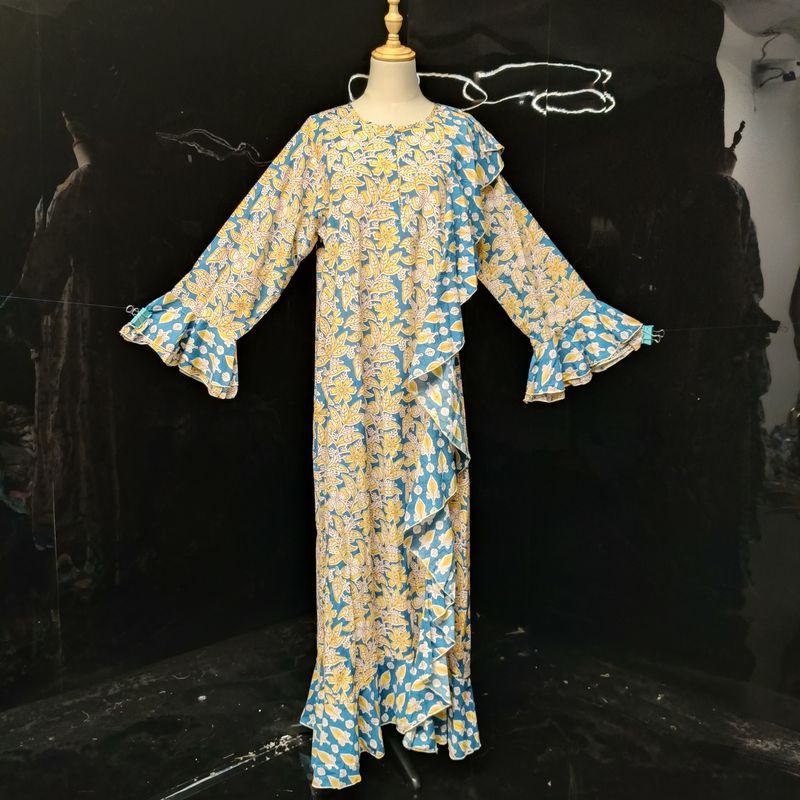 L/XL Princess Printed Cotton Dress 57" Jalabiya