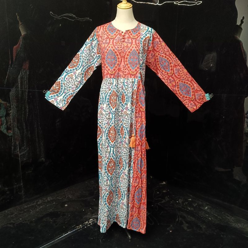 S/M Special Crestal Printed Cotton Dress 57" Long Jalabiya