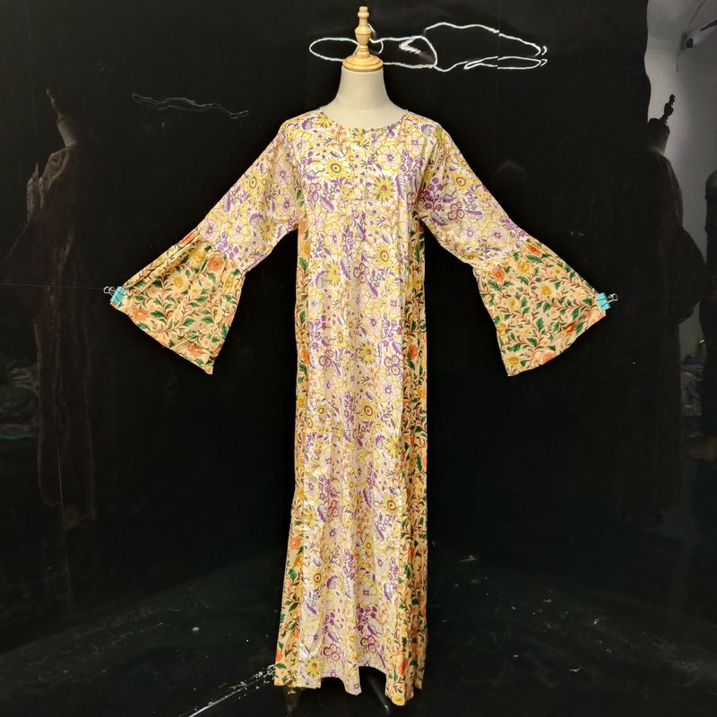 S/M Marry  Printed Cotton Dress 57" Long Jalabiya
