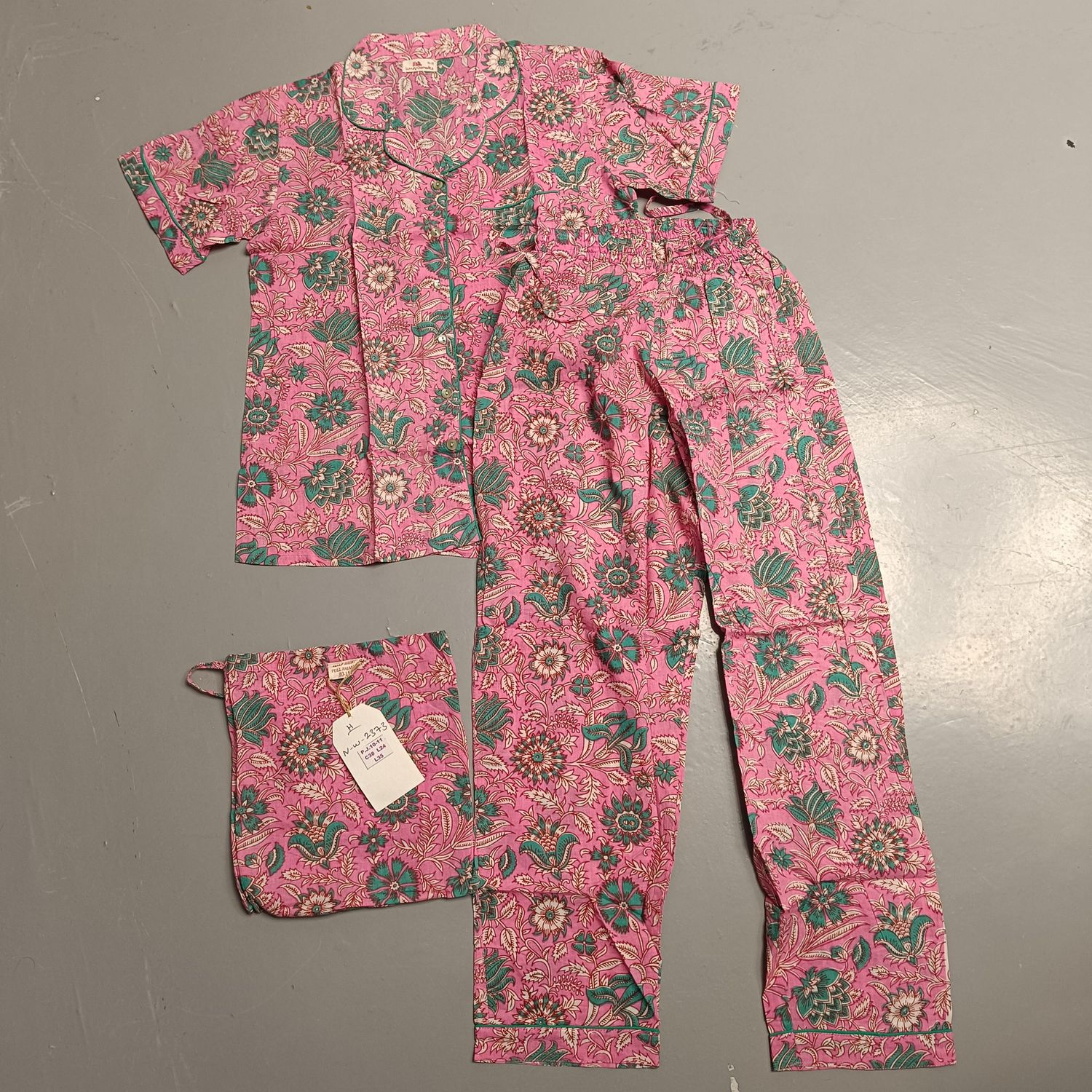 10-11 Year Pajama Cotton Short Sleeves Shirt Collar Neck Full Pajama Set