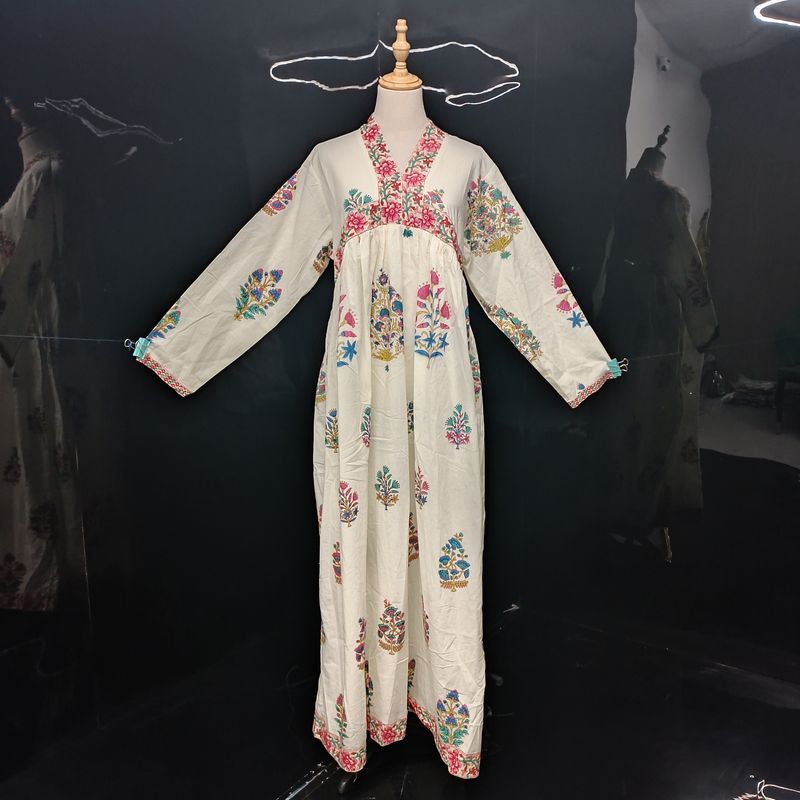 L/XL Nida Printed Cotton Dress 57" Long Jalabiya