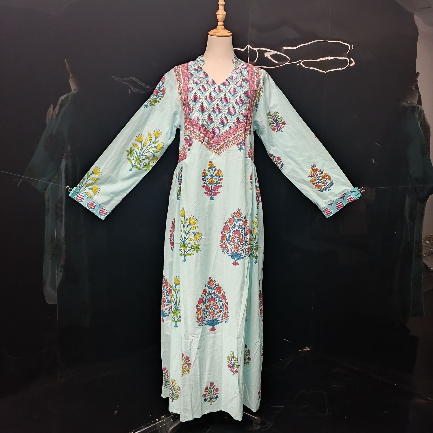 S/M Arwa Printed Cotton Dress 57" Long Jalabiya