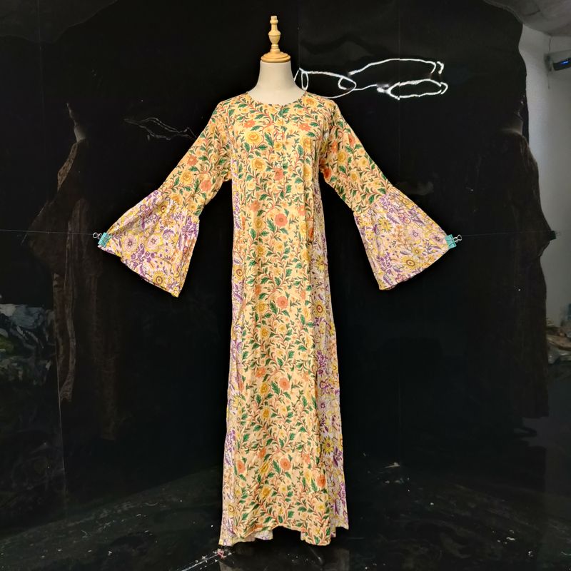 S/M Marry  Printed Cotton Dress 57" Long Jalabiya