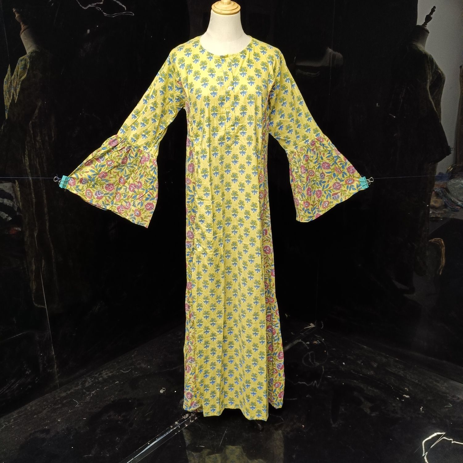 S/M Marry  Printed Cotton Dress 57" Long Jalabiya