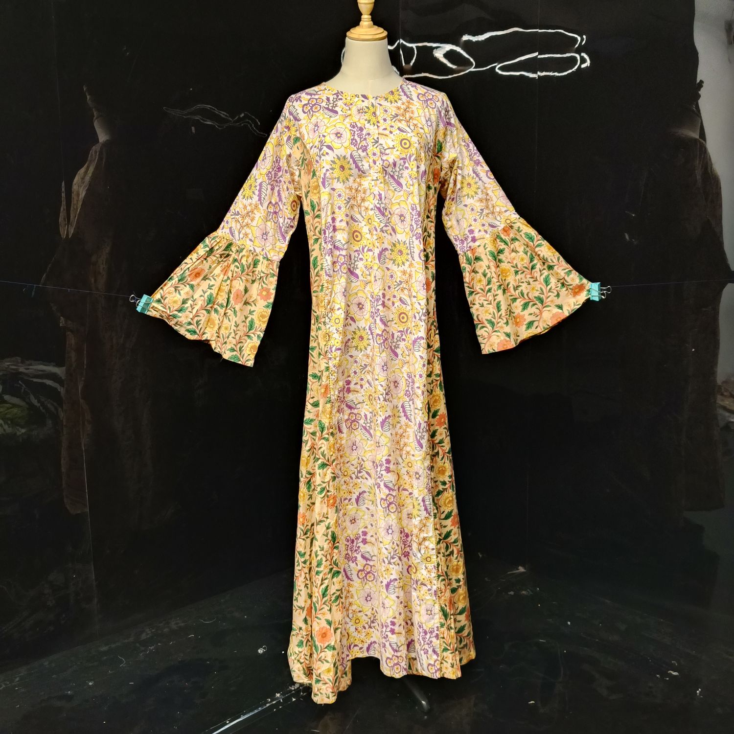 S/M Marry  Printed Cotton Dress 57" Long Jalabiya