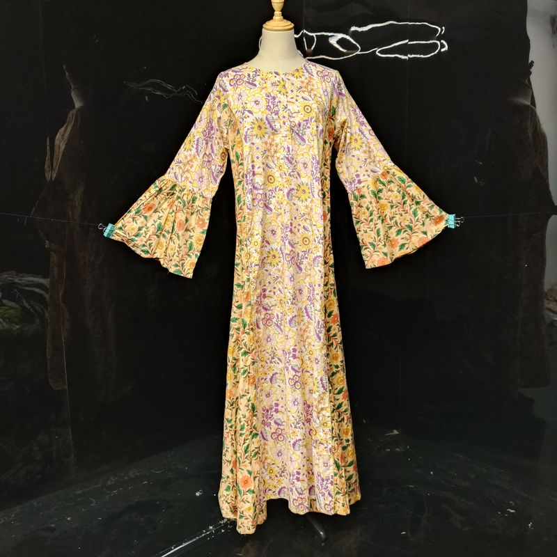 S/M Marry  Printed Cotton Dress 57" Long Jalabiya