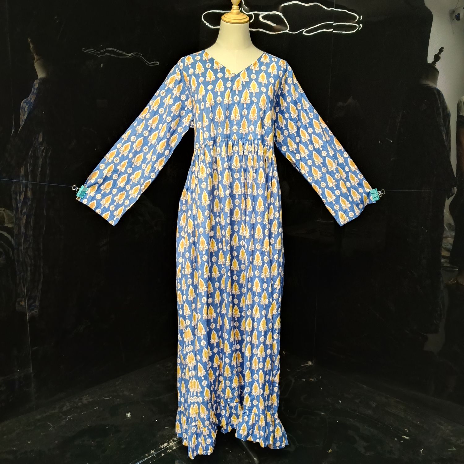 S/M Kainat Printed Cotton Dress 56" Long Jalabiya