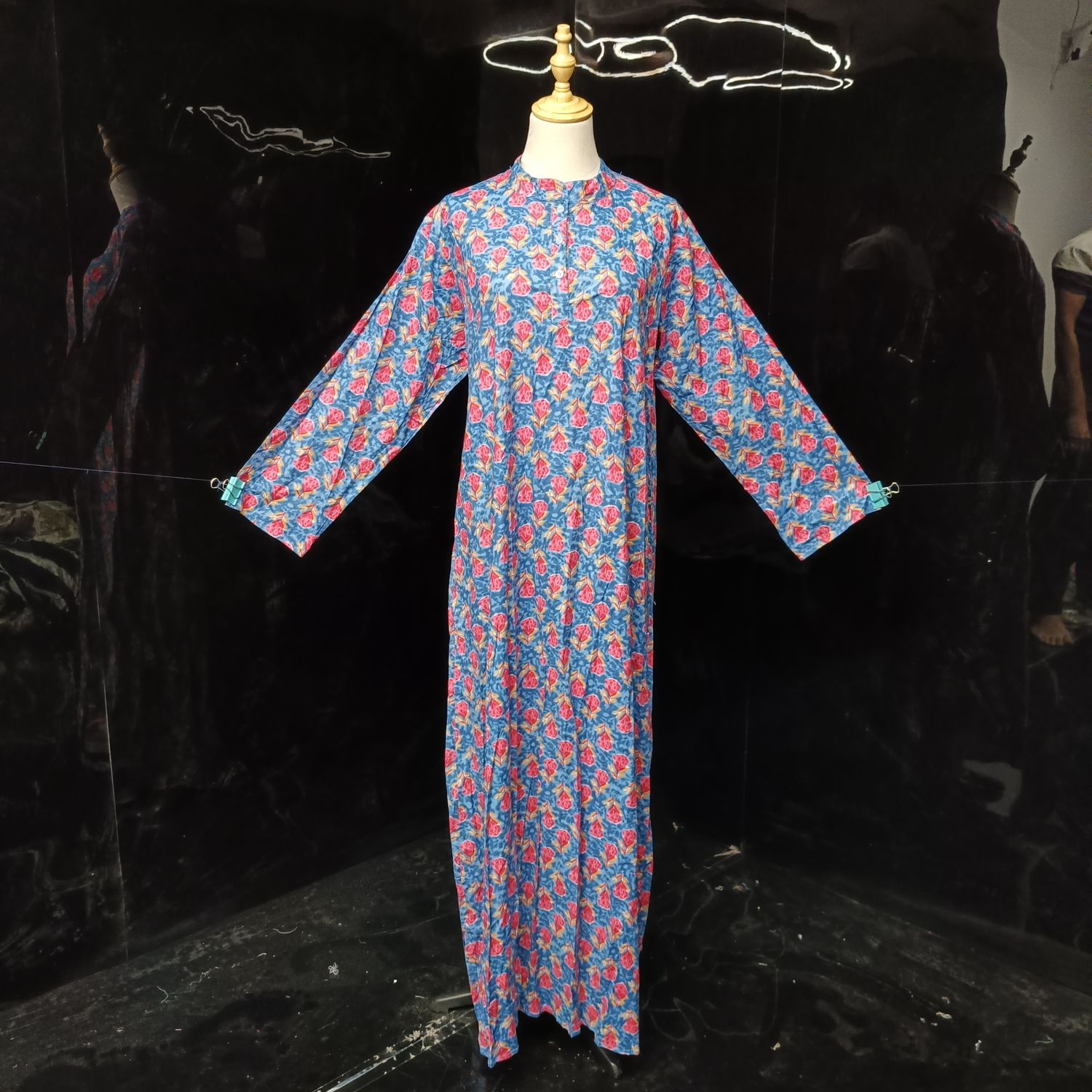 L/XL Special Multi Printed Cotton Dress 57" Long Jalabiya