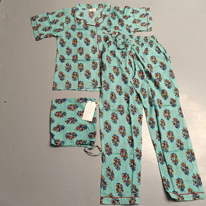 S/M Cotton 39" Pajamas Set full sleeves