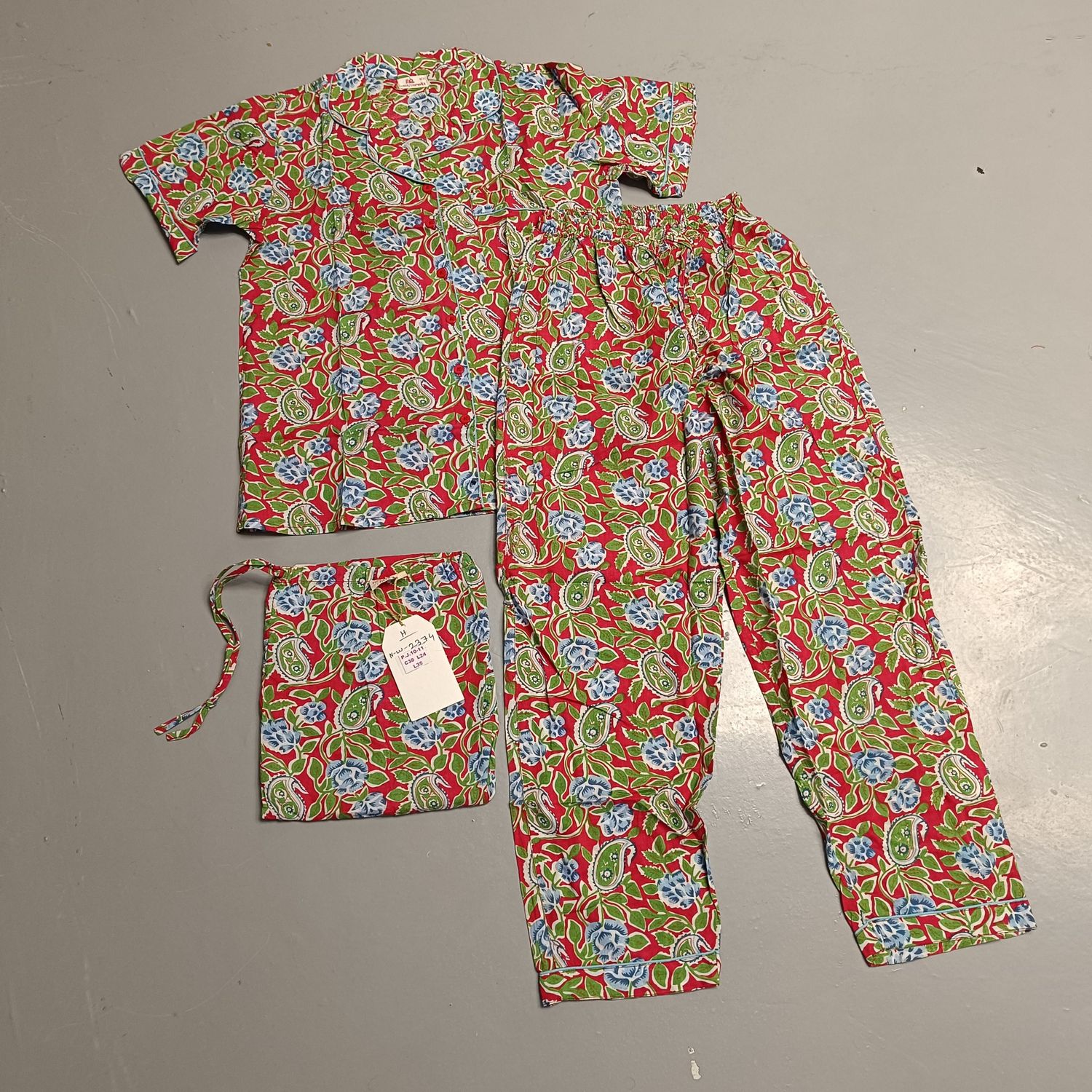 10-11 Year Pajama Cotton Short Sleeves Shirt Collar Neck Full Pajama Set