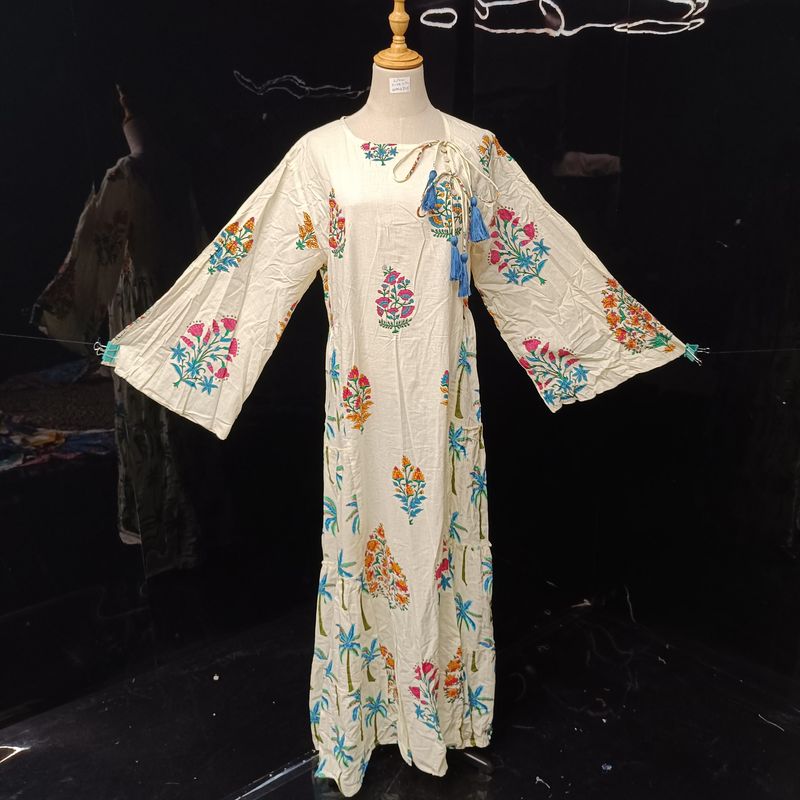 L/LX Cindrella Printed Cotton Dress 57" Long Jalabiya