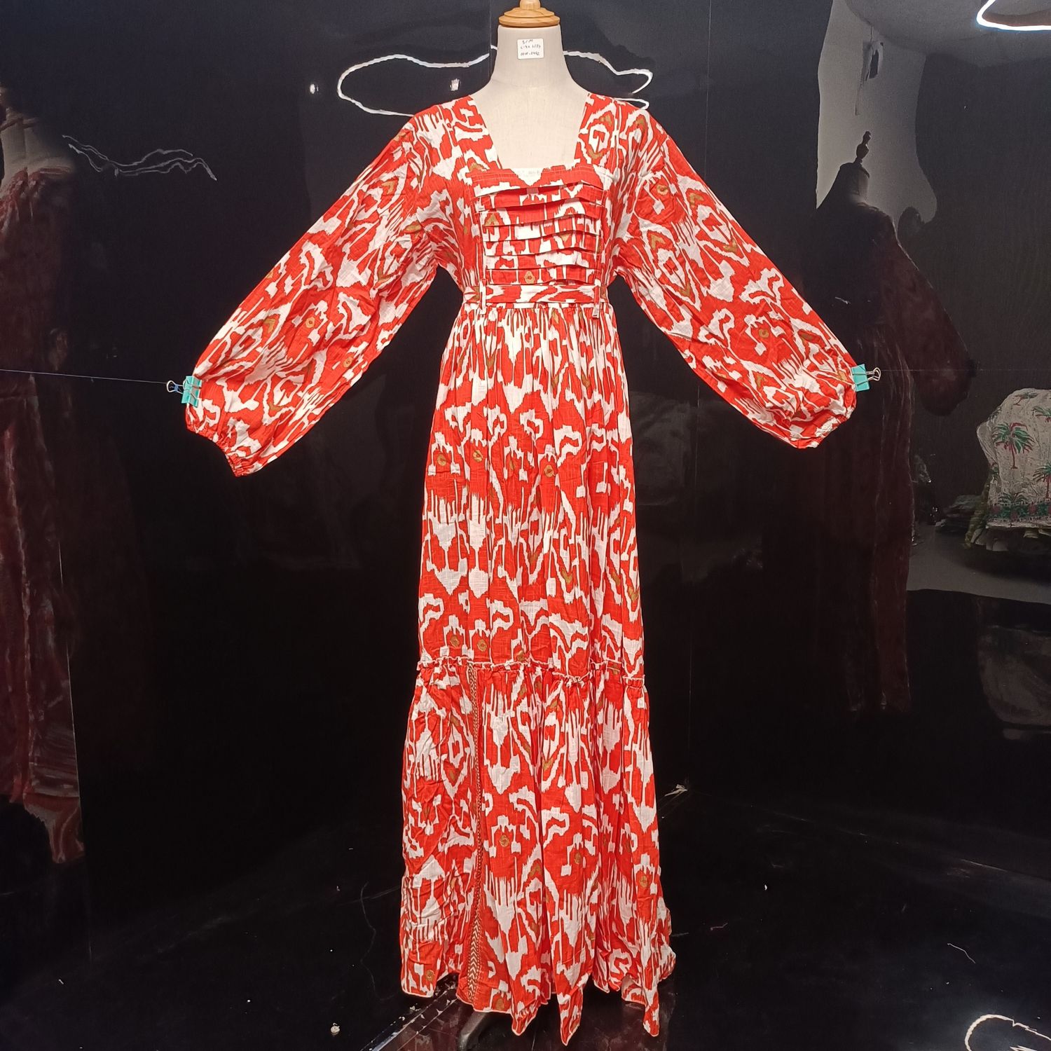 S-M Misba Printed Dress 57" Long Jalabiya