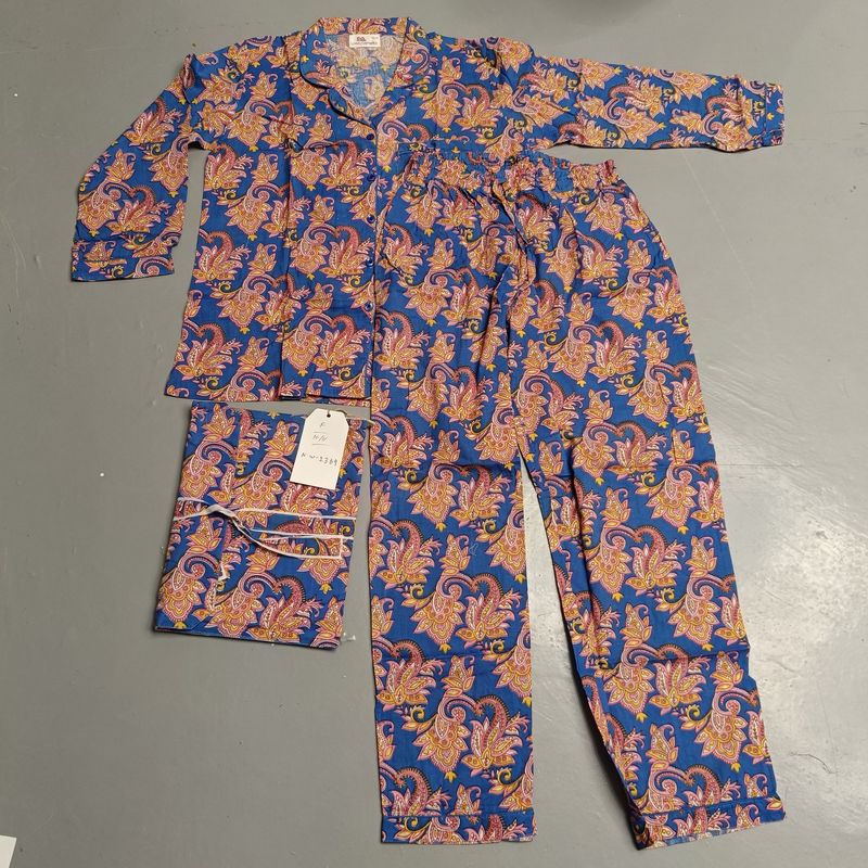 10-11 Year Full Sleeves Full Collar Neck Cotton Blue Pajamas Set