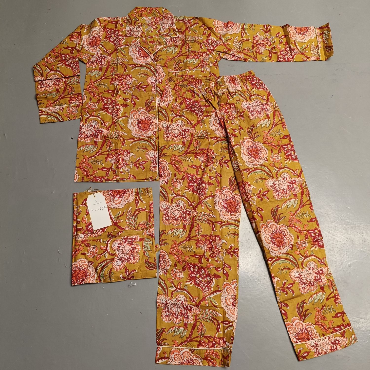 S-M Cotton Full Sleeves Pajamas Set