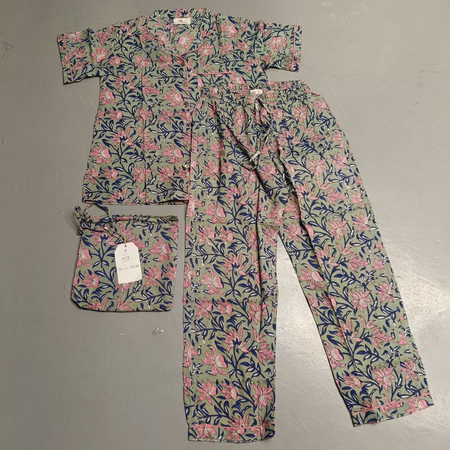 12-13 Year Cotton Half Sleeves Shirt Collar Neck Full Pajama Set