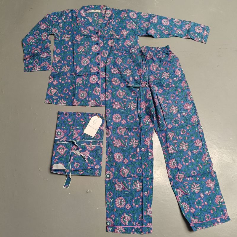 12-13 Year Full Sleeves Full Collar Neck Cotton Pajamas Set