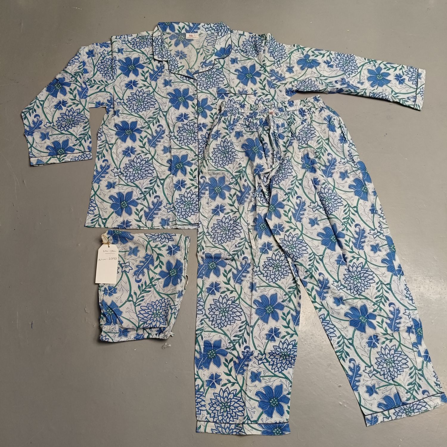 2XL-3XL Cotton  Pajamas Set full sleeves