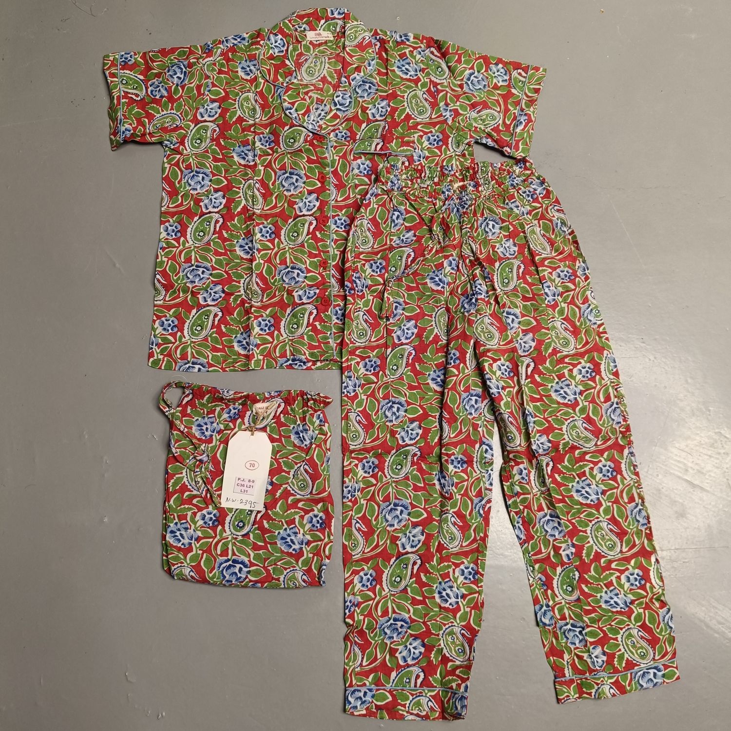 8-9 Year Cotton Half Sleeves Shirt Collar Neck Full Pajama Set