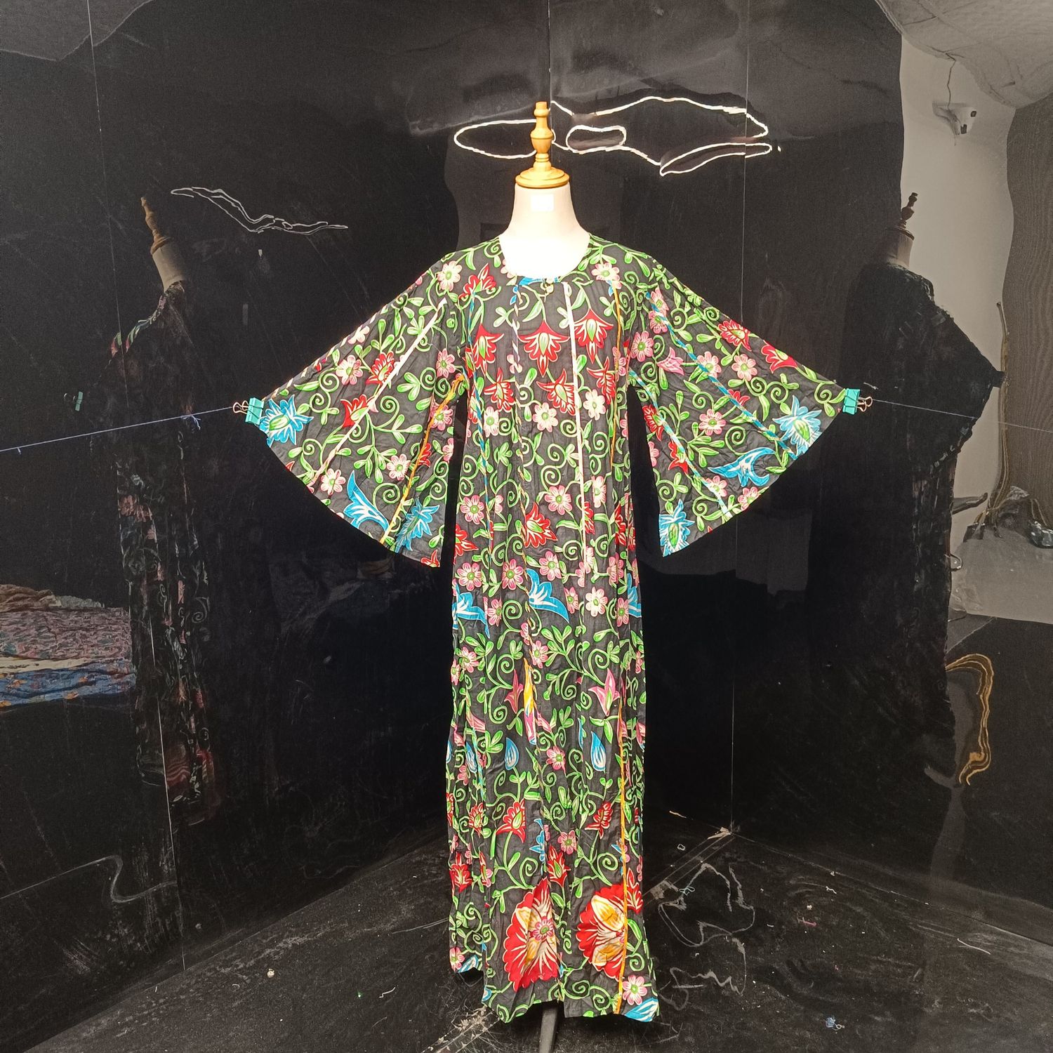 S-M Meher Printed Cotton Dress 57" Long Jalabiya