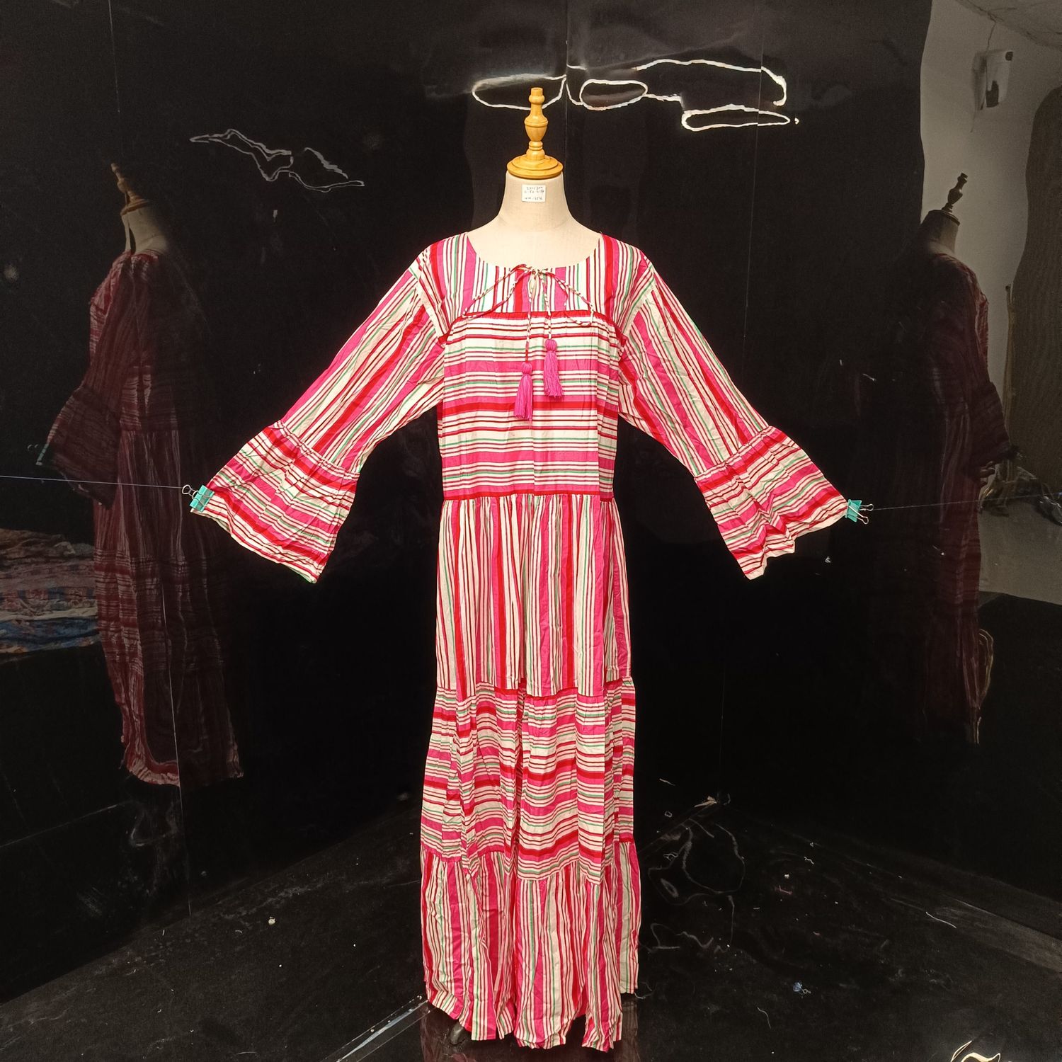 2XL/3XL Abita Blue Cotton Dress 57" Long Jalabiya