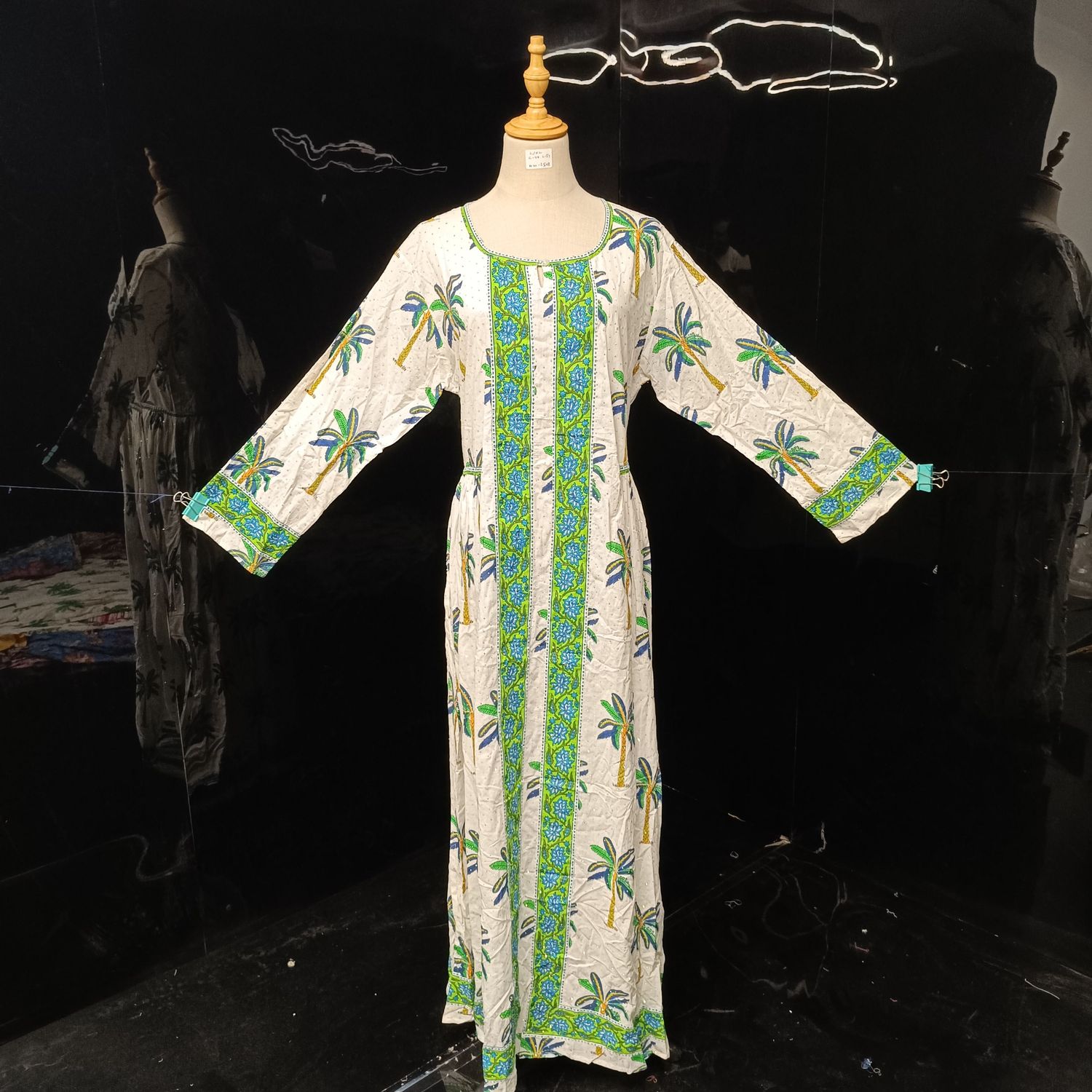 L/XL Bhopali Crystal  Cotton Dress 55" Long Jalabiya