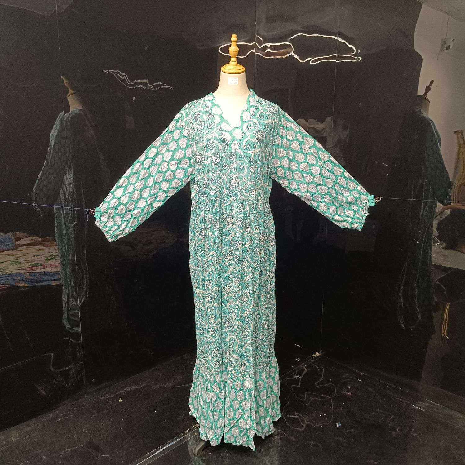 2XL/3XL Bahira Printed Cotton Dress 57" Long Jalabiya