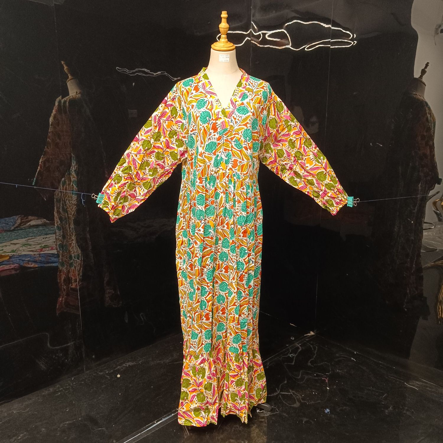 2XL/3XL Bahira Printed Cotton Dress 57" Long Jalabiya