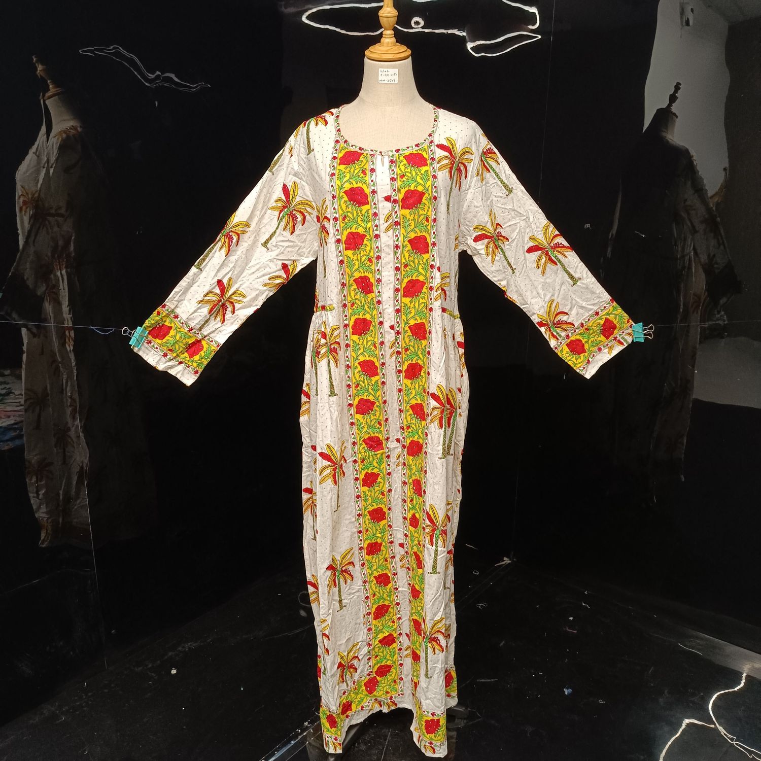 L/XL Bhopali Crystal  Cotton Dress 55" Long Jalabiya