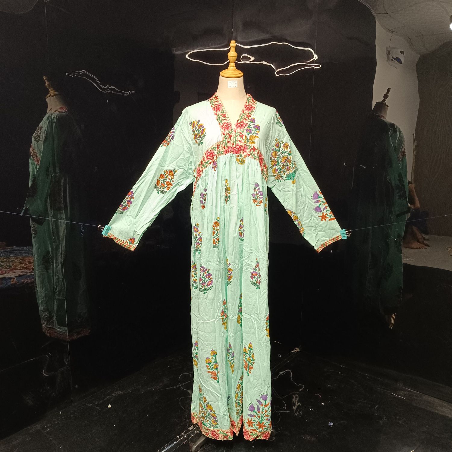 2XL/3XL Nida Printed Cotton Dress 57" Long Jalabiya