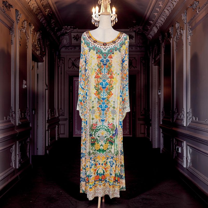 L Digital Print Jalabiya With Crystal Length 57"