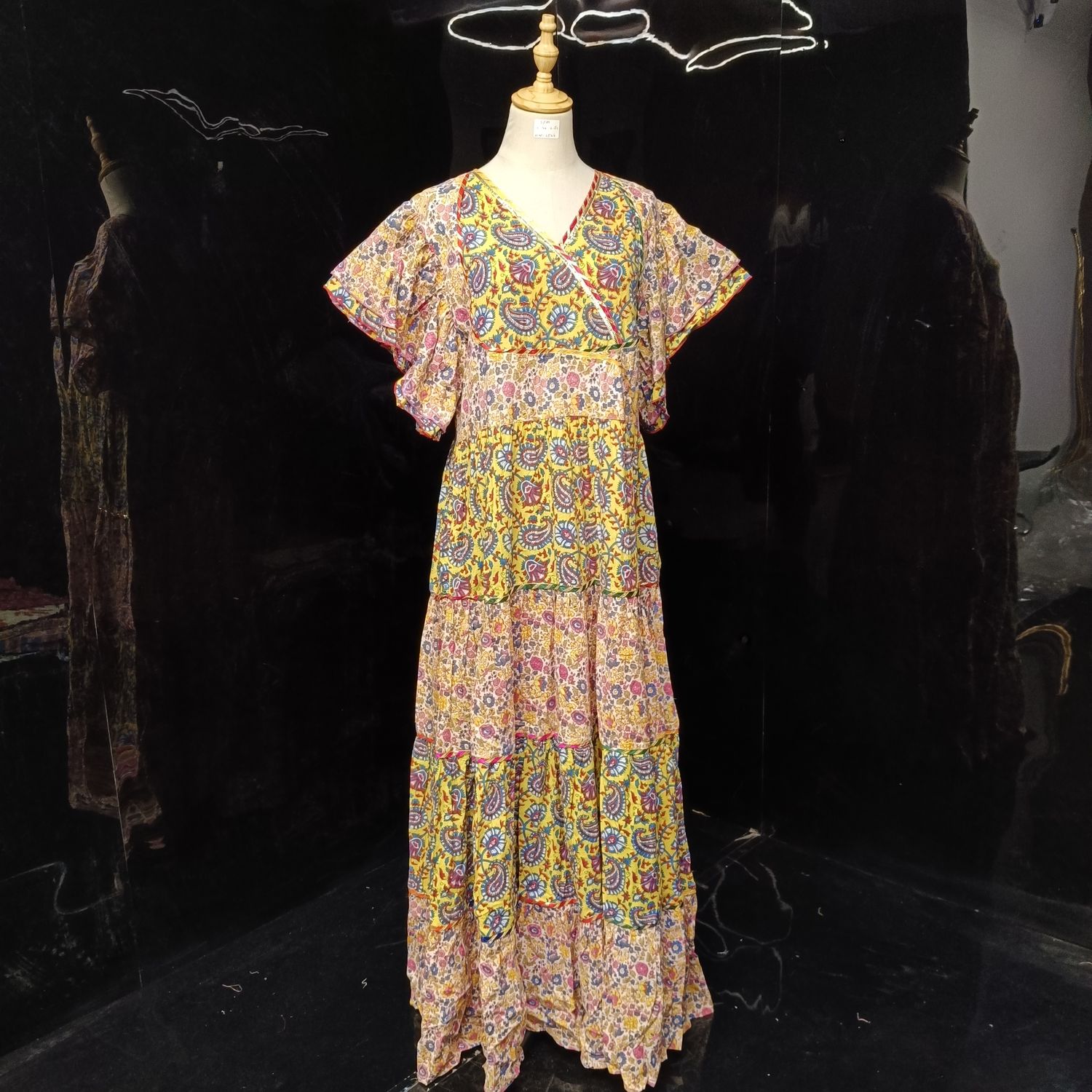 S/M Dahlia Printed Cotton Dress 57" Long Jalabiya