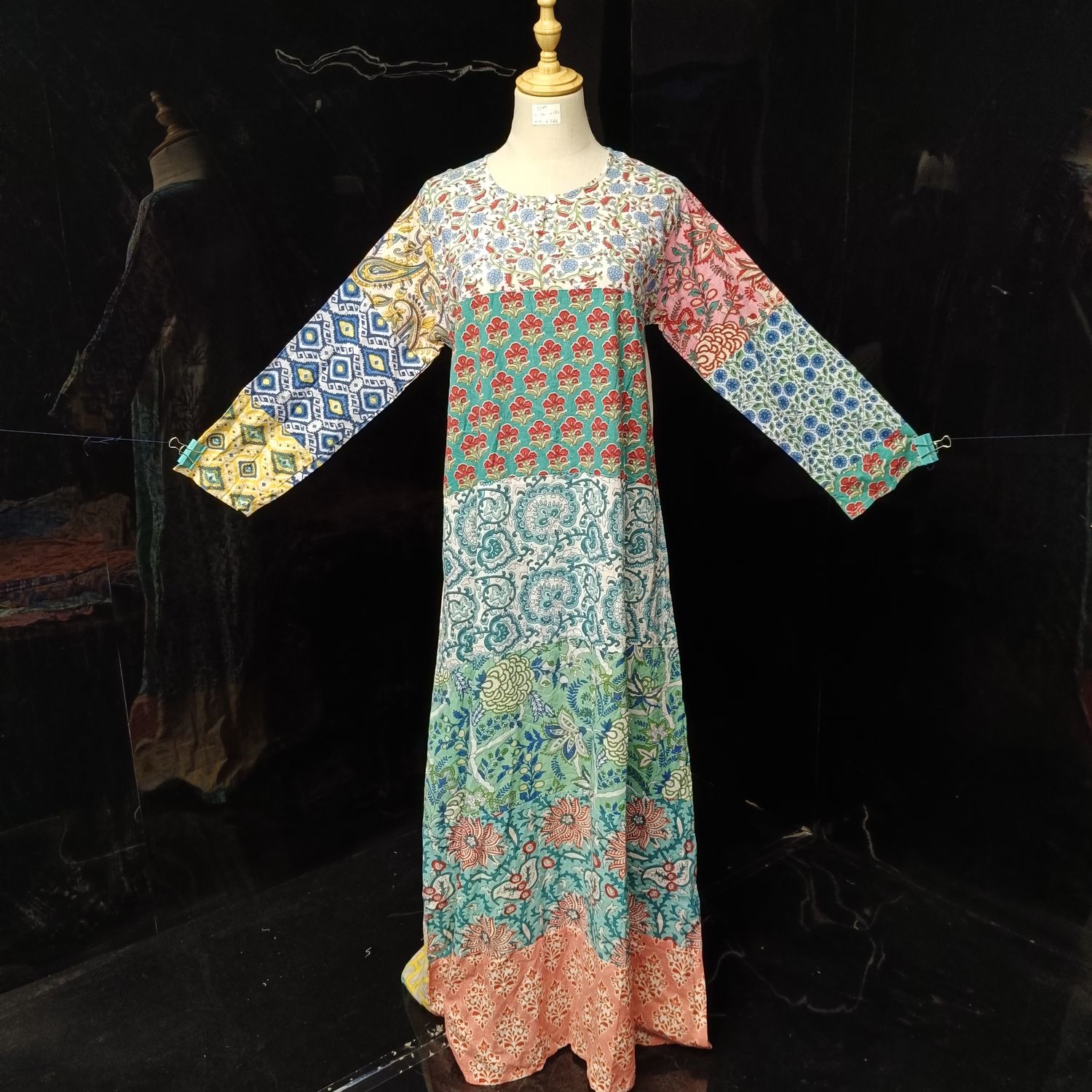 S-M Special Printed Cotton Dress 57" Long Sleeves Jalabiya