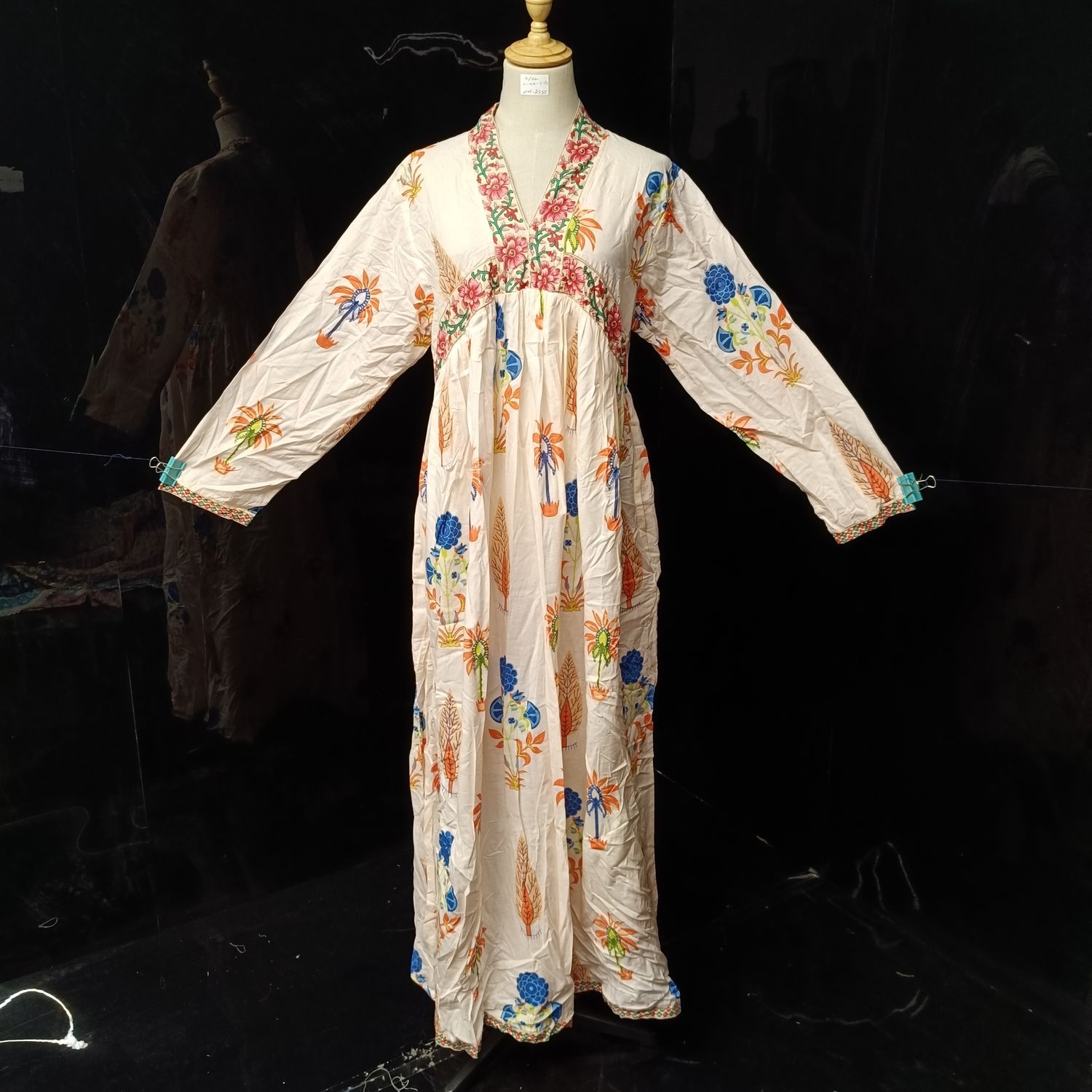 L/XL Nida Printed Cotton Dress 57" Long Jalabiya