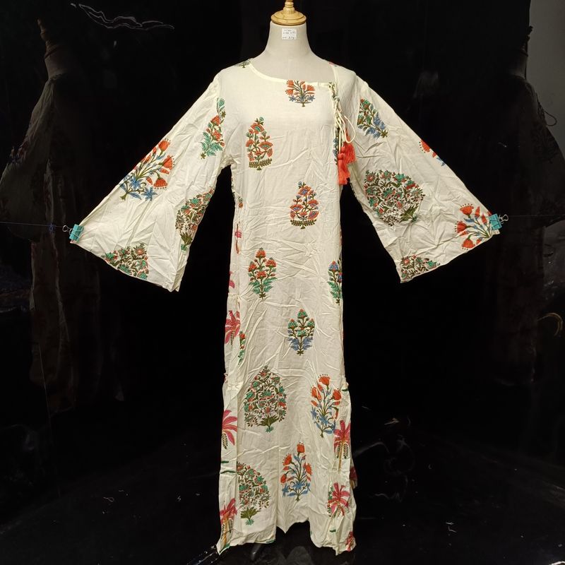 L/LX Cindrella Printed Cotton Dress 57" Long Jalabiya