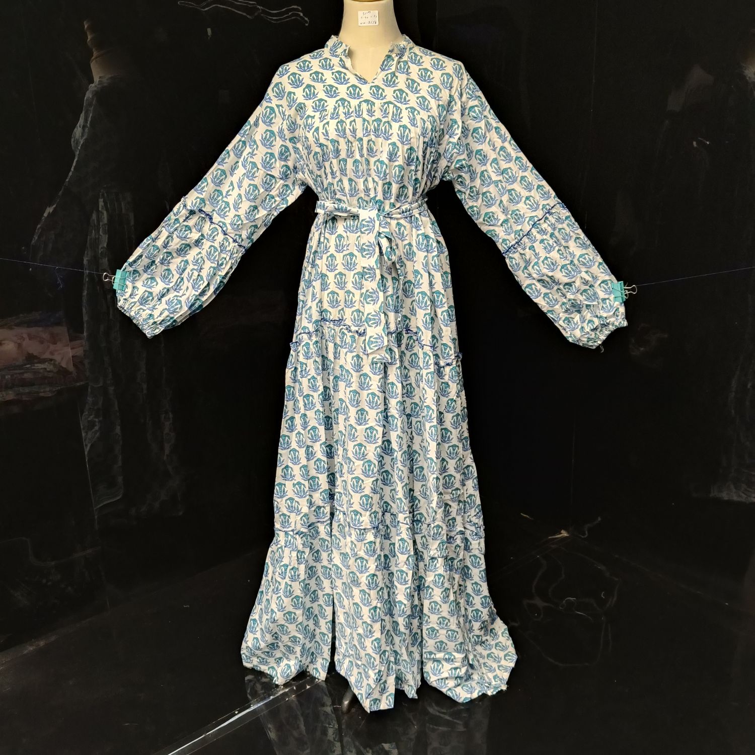 S-M Ziya Printed Cotton Dress 57'' Long Jalabiya