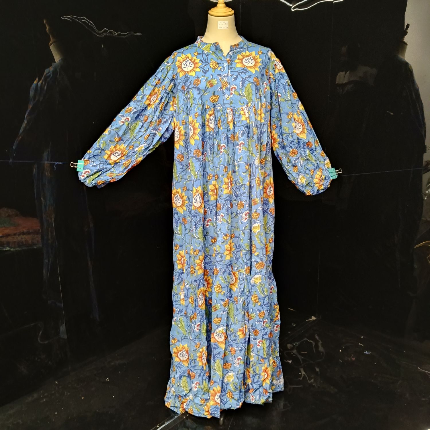 S/M Alfia Printed Cotton Dress 57" Long Jalabiya