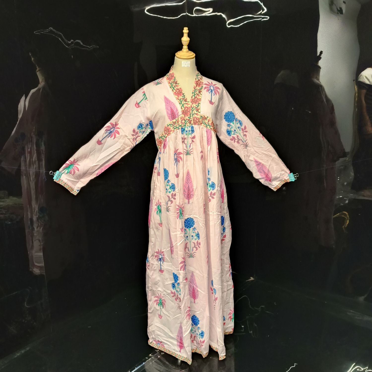 S/M Nida Printed Cotton Dress 57" Long Jalabiya