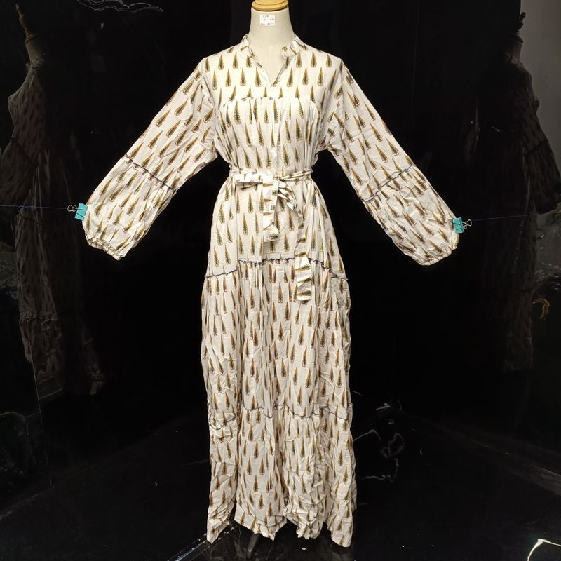 S-M Ziya Printed Cotton Dress 57'' Long Jalabiya