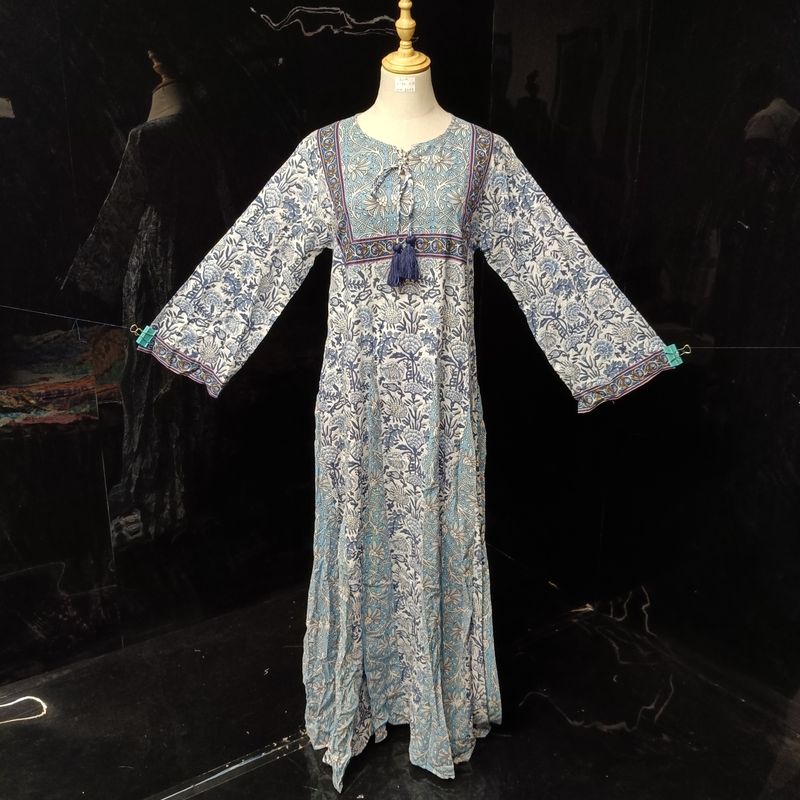 S/M  Anaya Printed Cotton Dress 57"Long Jalabiya