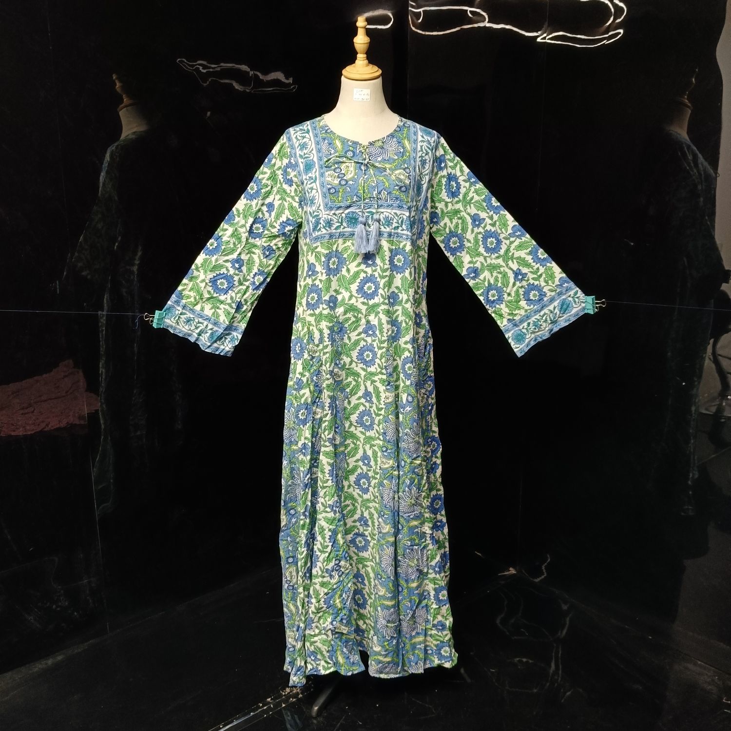 S/M  Anaya Printed Cotton Dress 57"Long Jalabiya