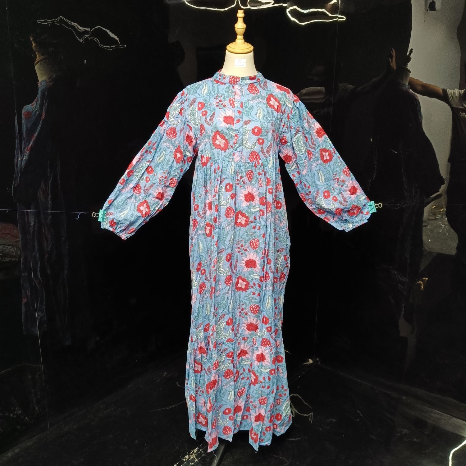 S/M Alfia Printed Cotton Dress 57" Long Jalabiya