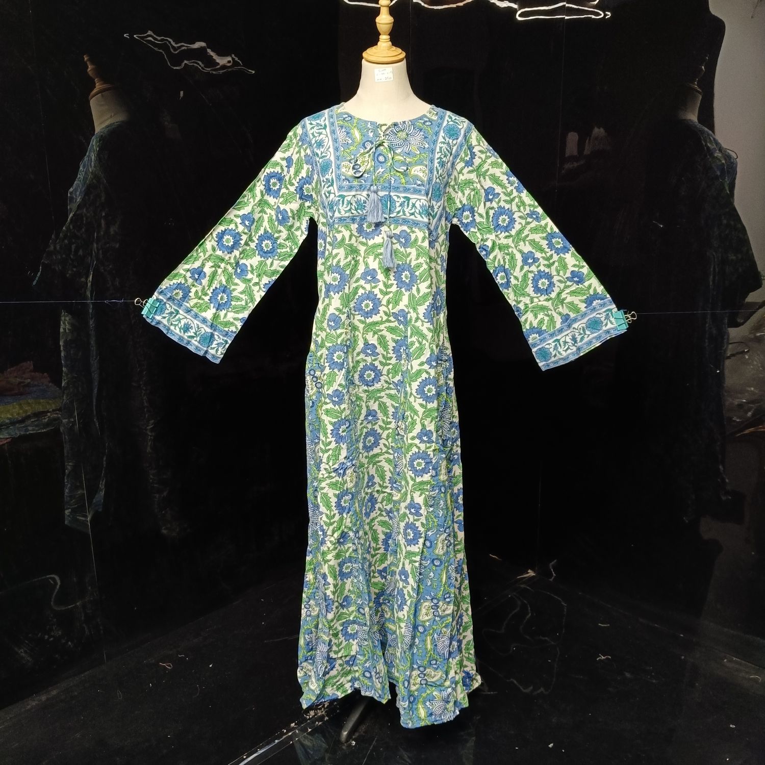 S/M  Anaya Printed Cotton Dress 57"Long Jalabiya