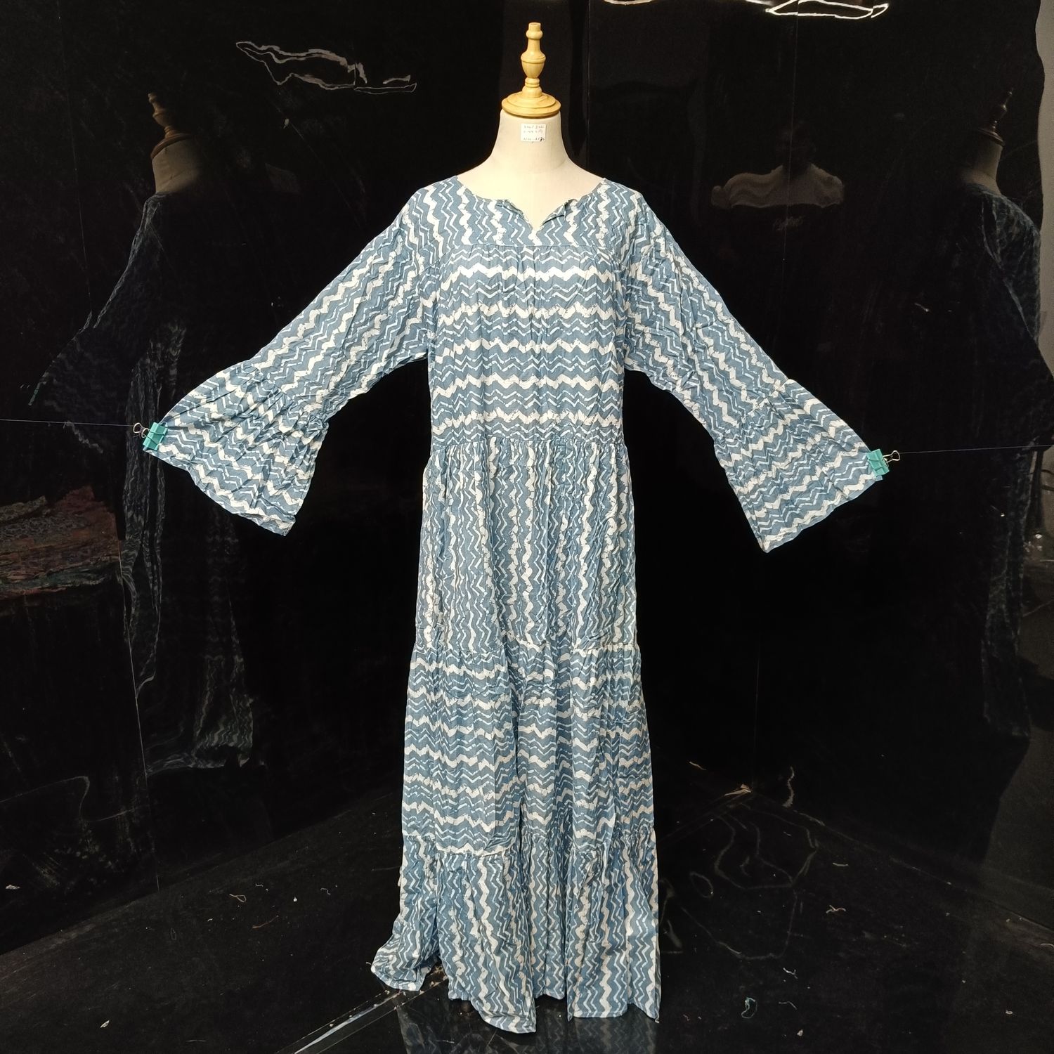 2XL/3XL Abiya Printed Cotton Dress 57" Long Jalabiya