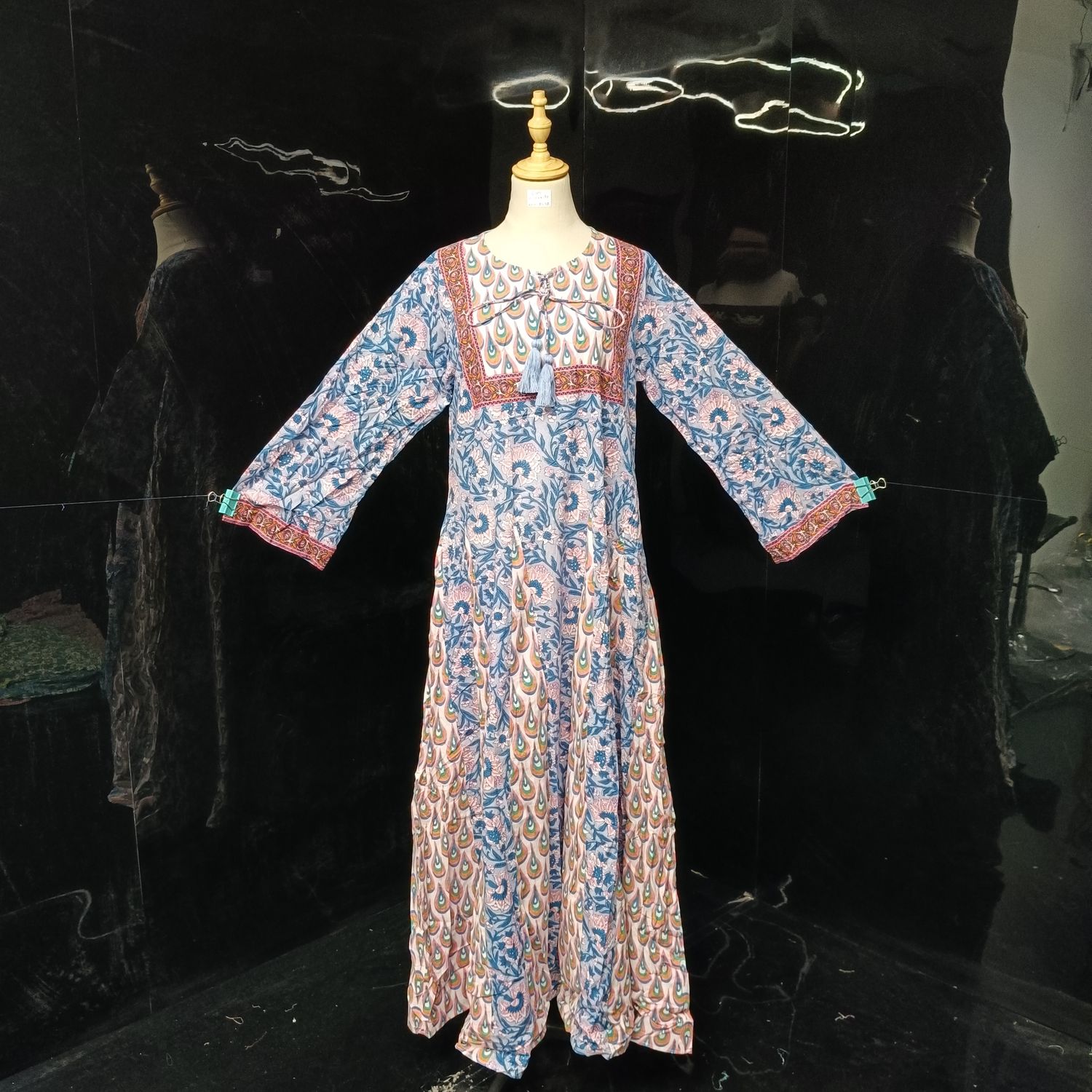 S/M  Anaya Printed Cotton Dress 57"Long Jalabiya